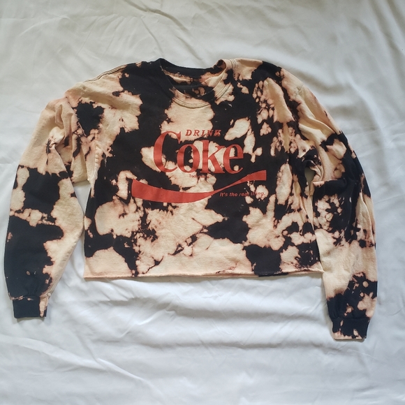 Coca Cola Tops - Custom Bleach Dyed Coca Cola Long Sleeve Crop Top